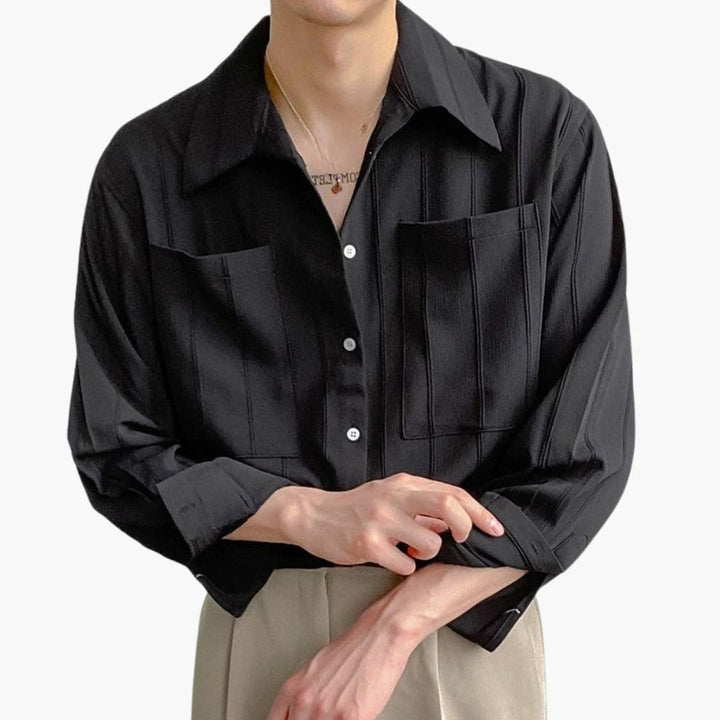 Men's T-Shirt with Crew Neck and Ribbed Texture