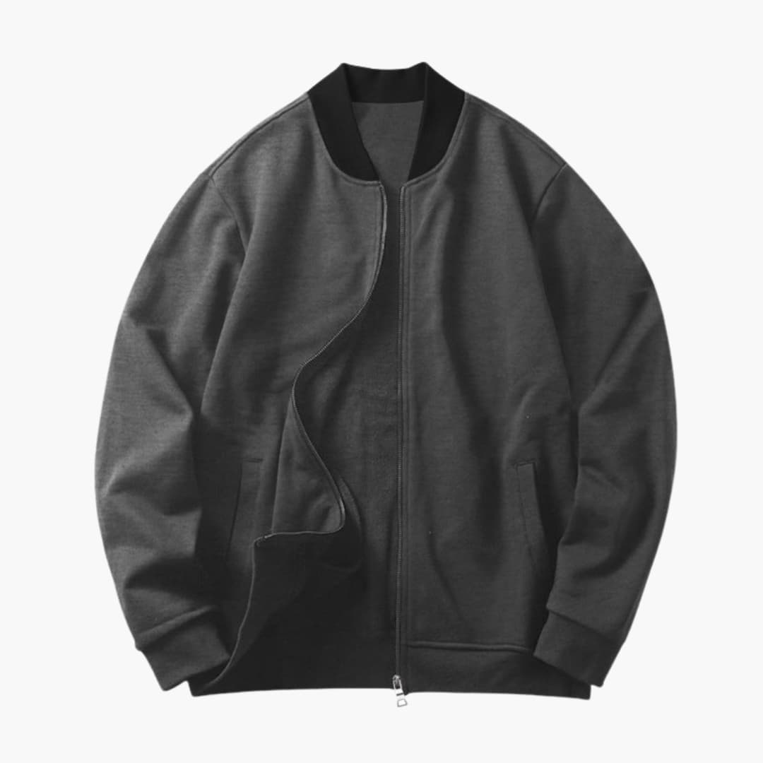 Men’s Bomber Jacket with Concealed Zip and Elastic Cuffs