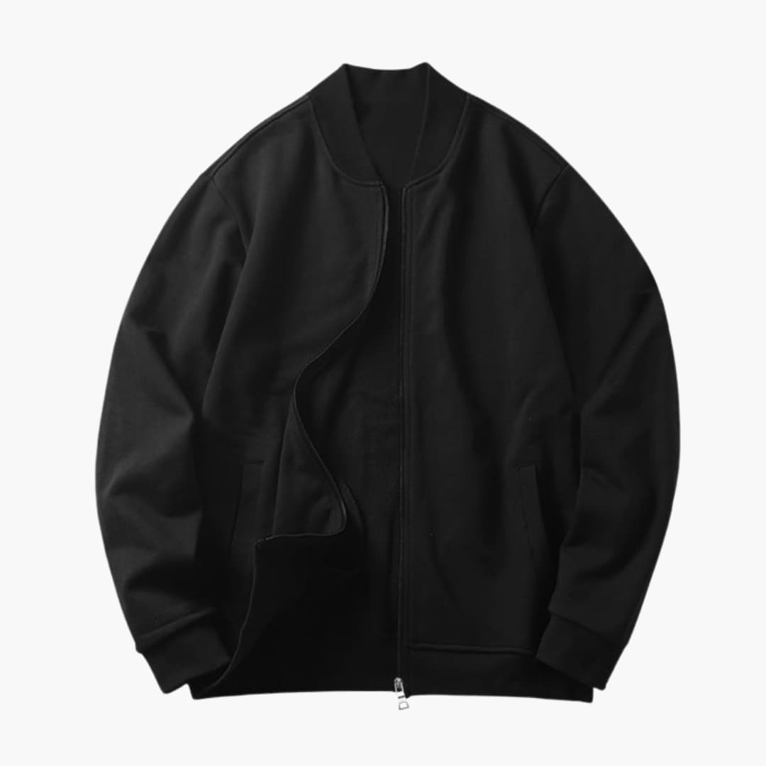 Men’s Bomber Jacket with Concealed Zip and Elastic Cuffs