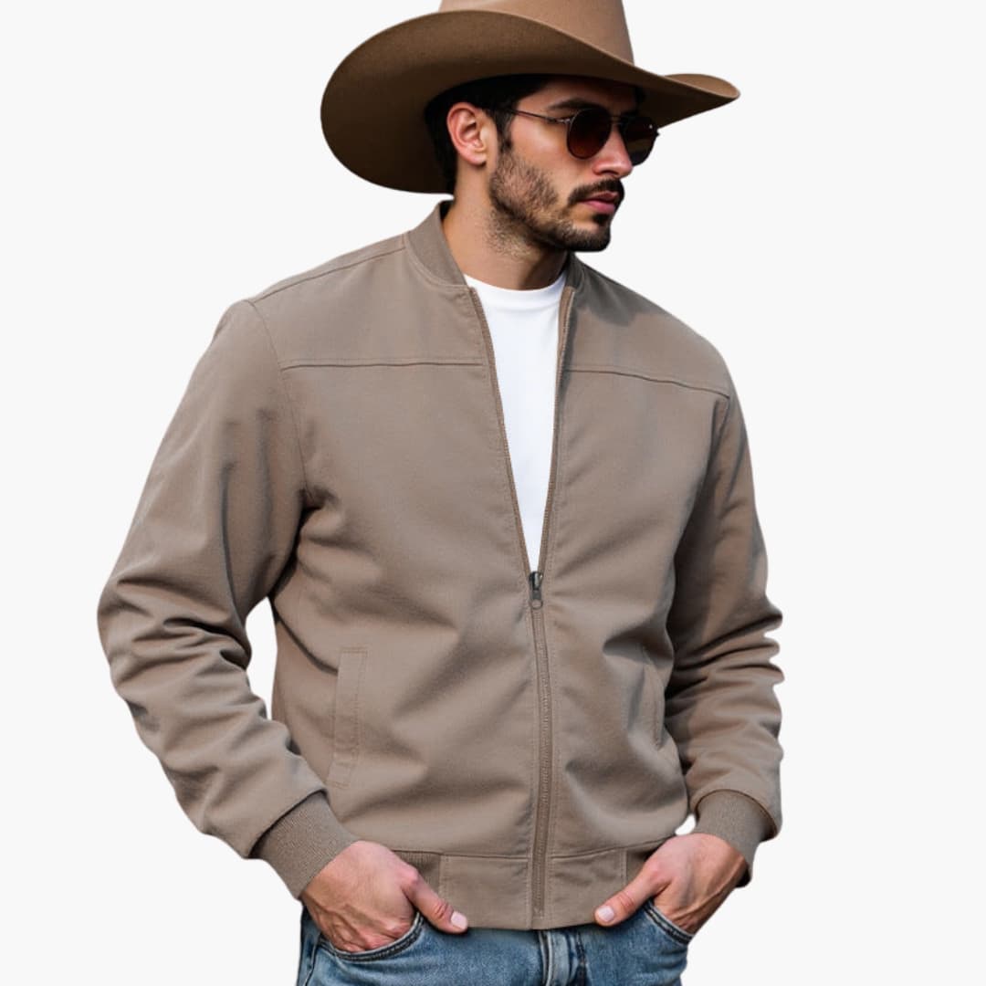 Men’s Bomber Jacket with Contrasting Cuffs and Practical Side Pockets
