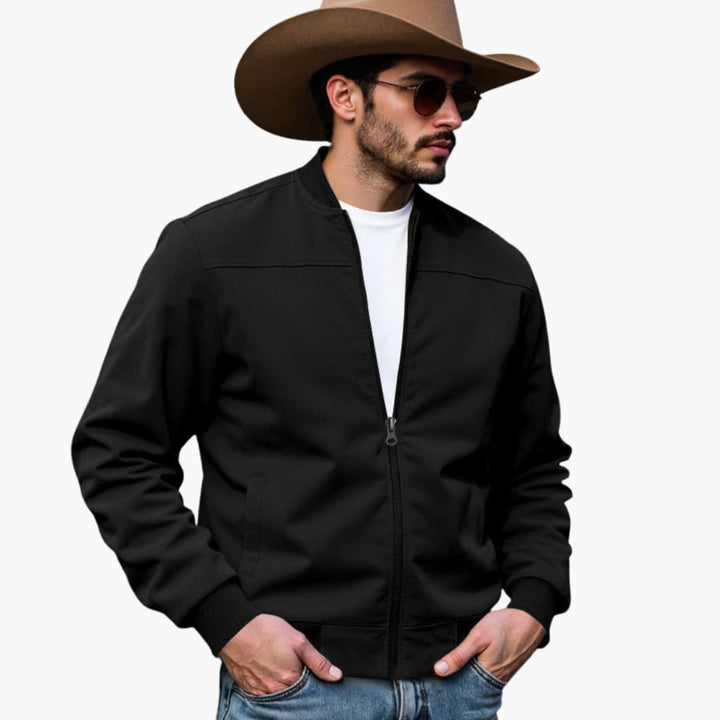 Men’s Bomber Jacket with Contrasting Cuffs and Practical Side Pockets