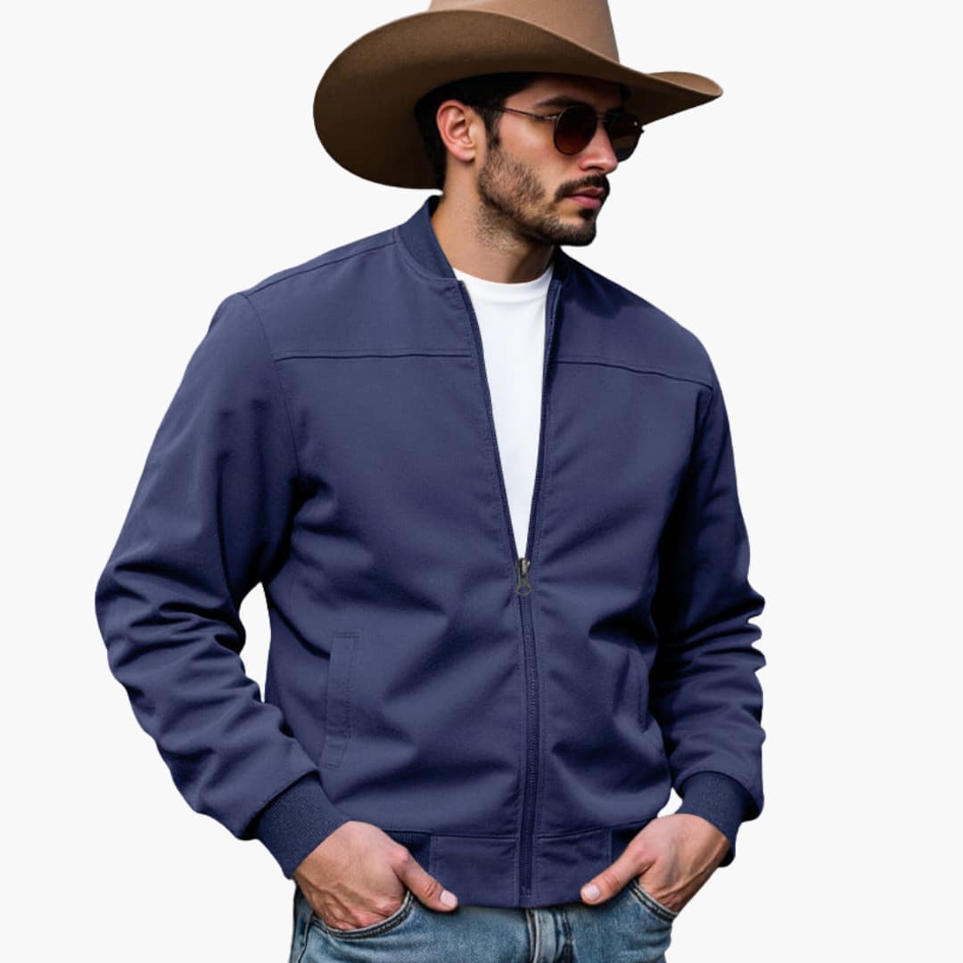Men’s Bomber Jacket with Contrasting Cuffs and Practical Side Pockets