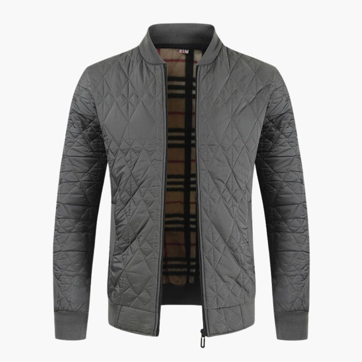 Men’s Bomber Jacket with Padded Body and Checkered Lining