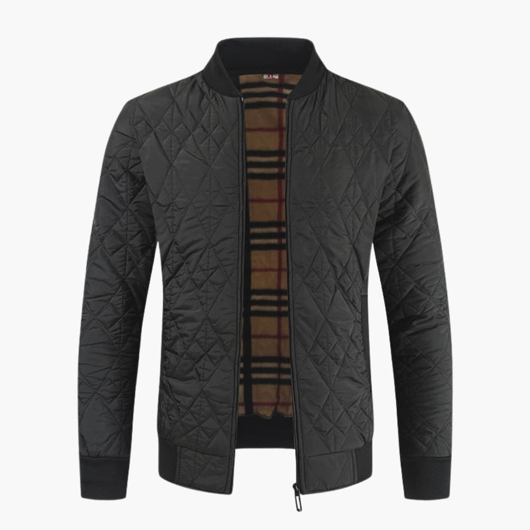 Men’s Bomber Jacket with Padded Body and Checkered Lining