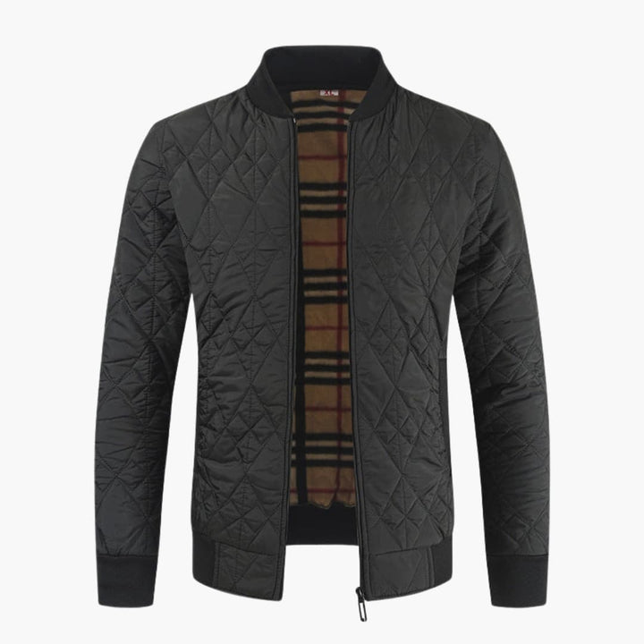 Men’s Bomber Jacket with Padded Body and Checkered Lining