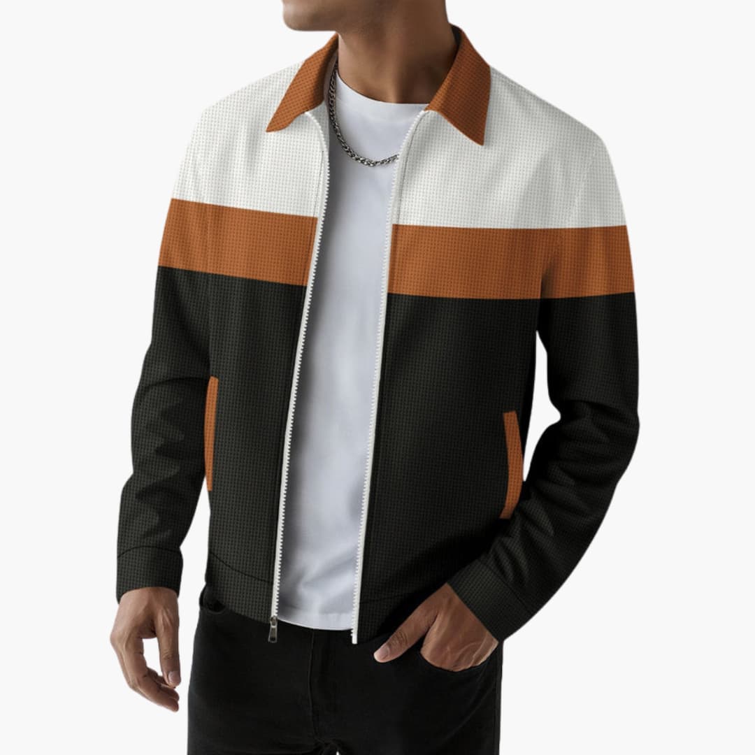 Men’s Bomber Jacket with Textured Design and Contrast Stripes