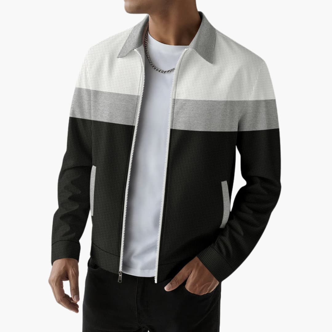Men’s Bomber Jacket with Textured Design and Contrast Stripes