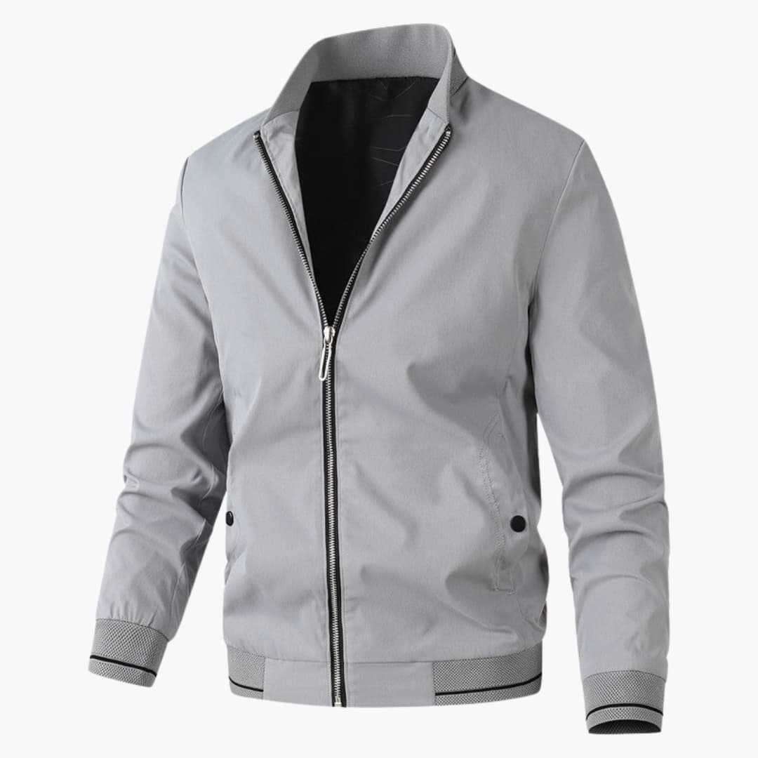 Men’s Bomber Jacket with Zip Front and Elastic Cuffs