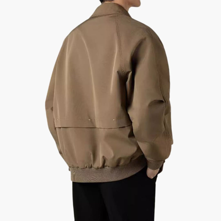 Men’s Bomber Jacket with Zip Front and Elastic Hem