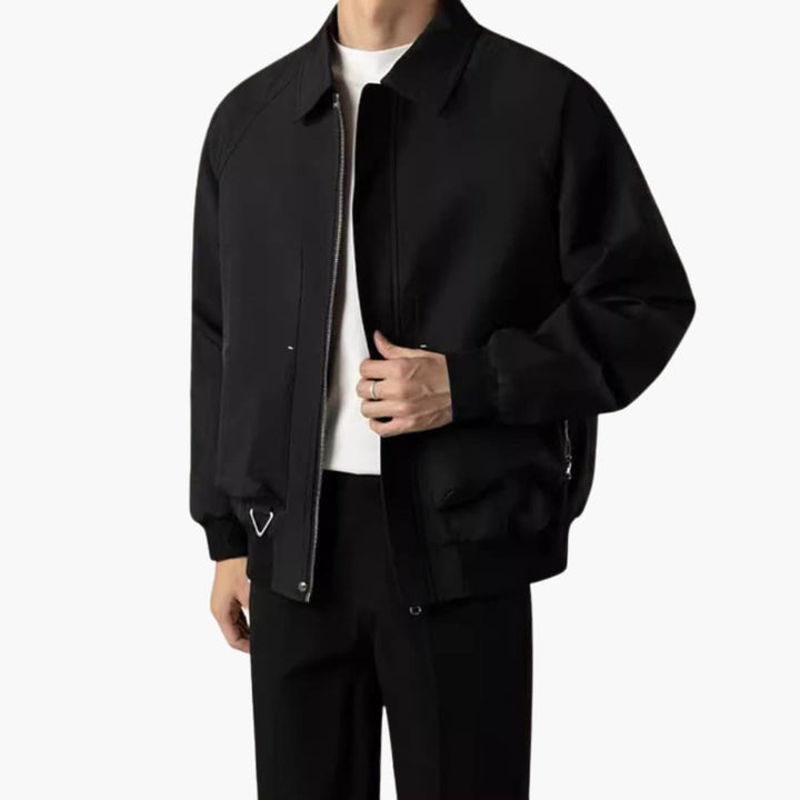 Men’s Bomber Jacket with Zip Front and Elastic Hem