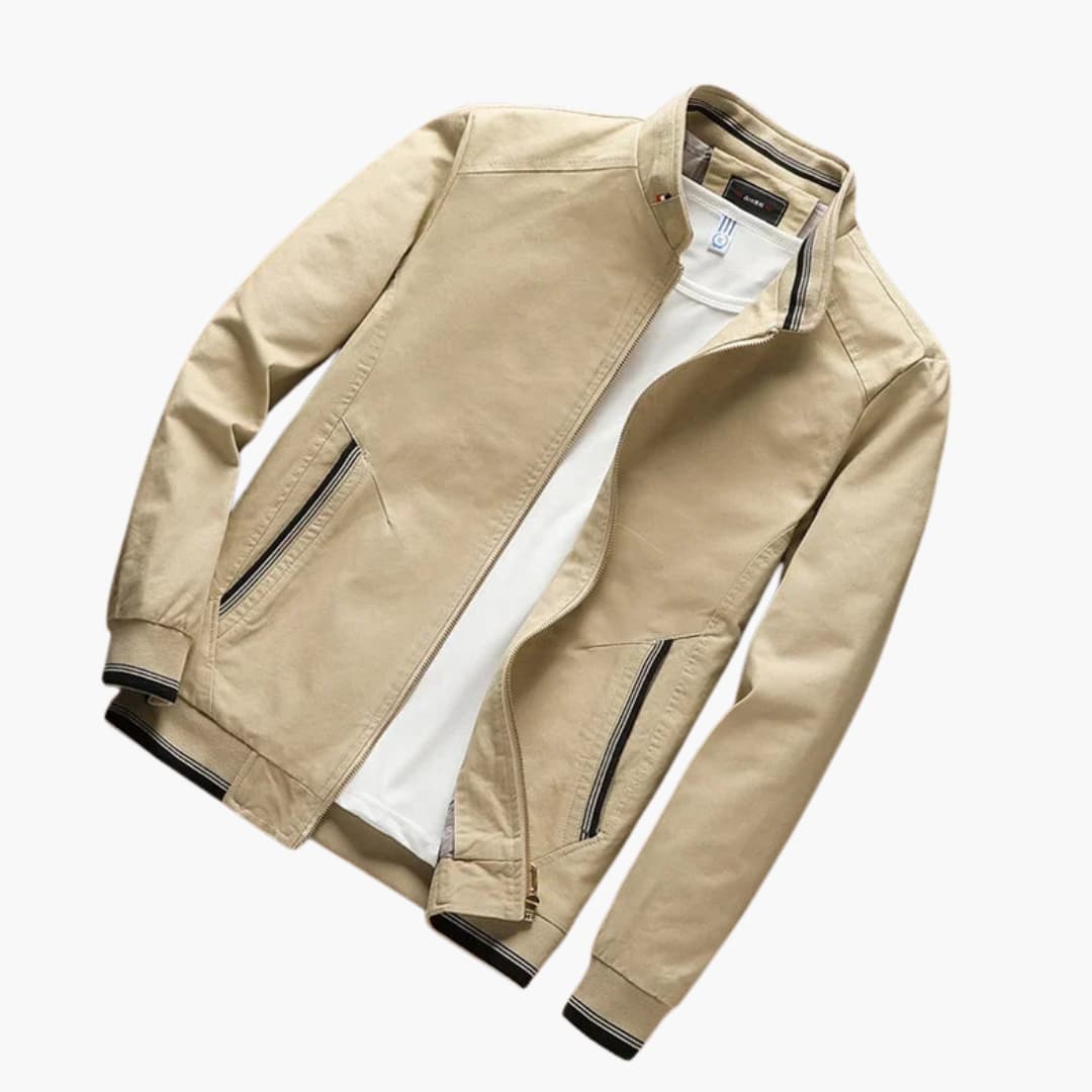 Men’s Bomber Jacket with Zip Front and Ribbed Cuffs