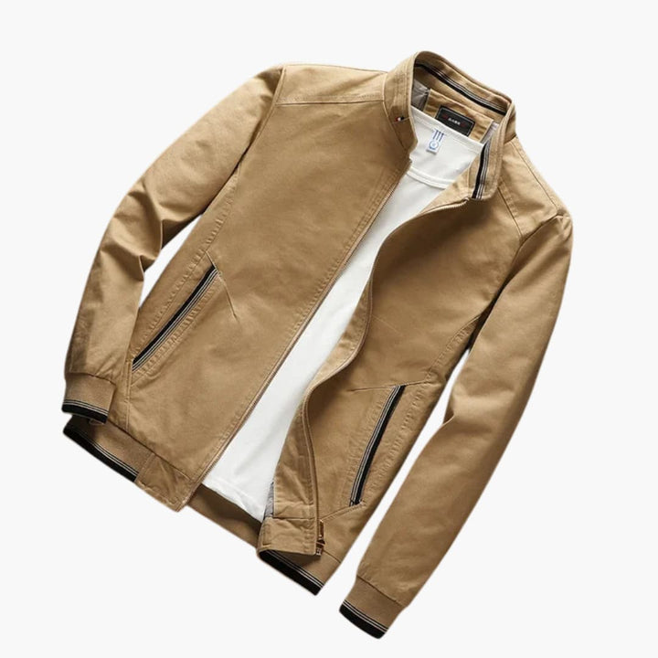 Men’s Bomber Jacket with Zip Front and Ribbed Cuffs