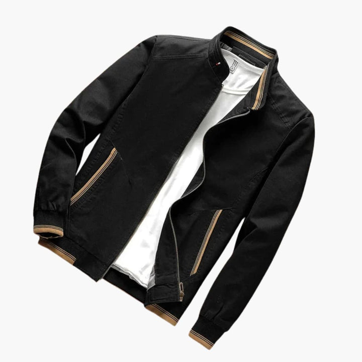 Men’s Bomber Jacket with Zip Front and Ribbed Cuffs