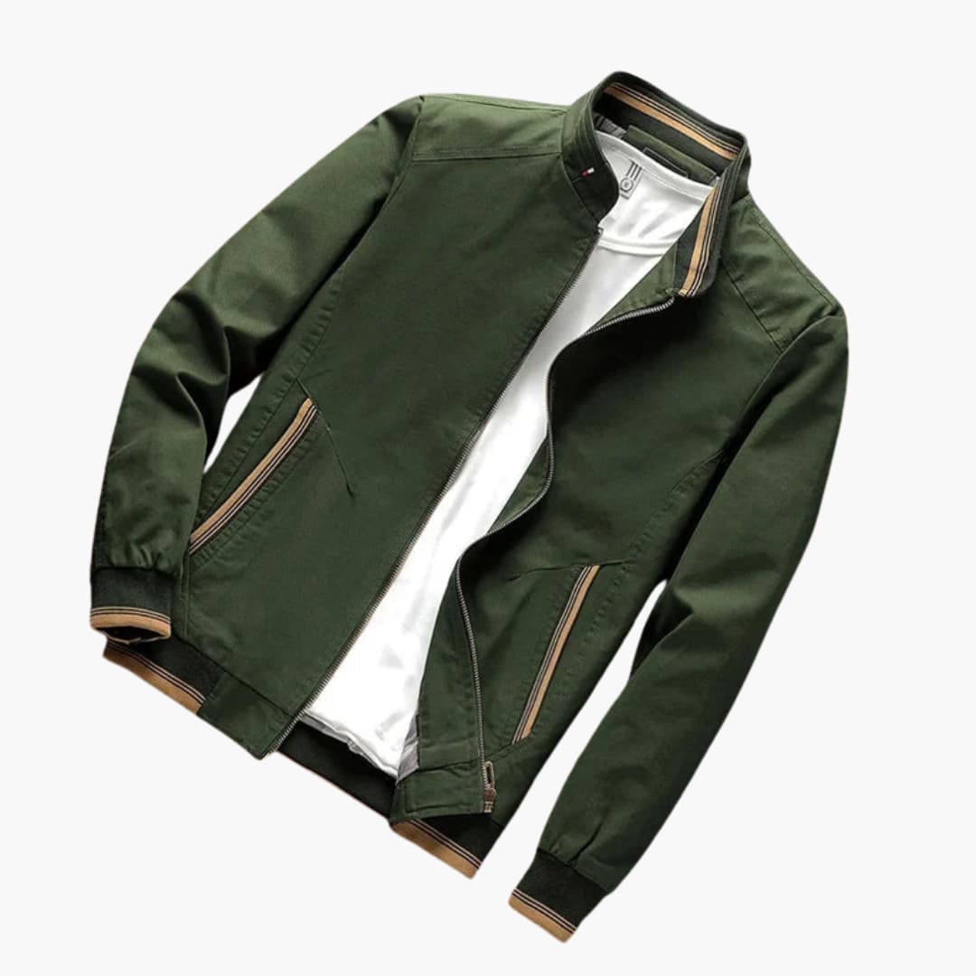 Men’s Bomber Jacket with Zip Front and Ribbed Cuffs