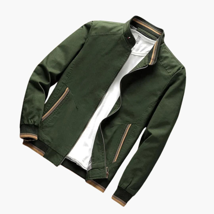 Men’s Bomber Jacket with Zip Front and Ribbed Cuffs