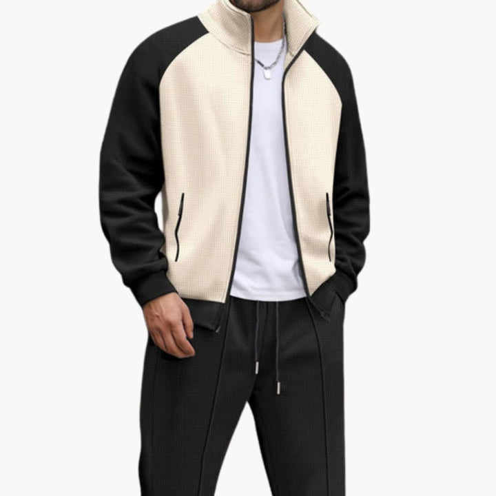 Men’s Bomber Jacket with Zip Pockets and Ribbed Trim