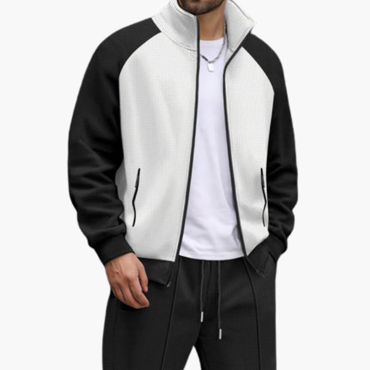 Men’s Bomber Jacket with Zip Pockets and Ribbed Trim