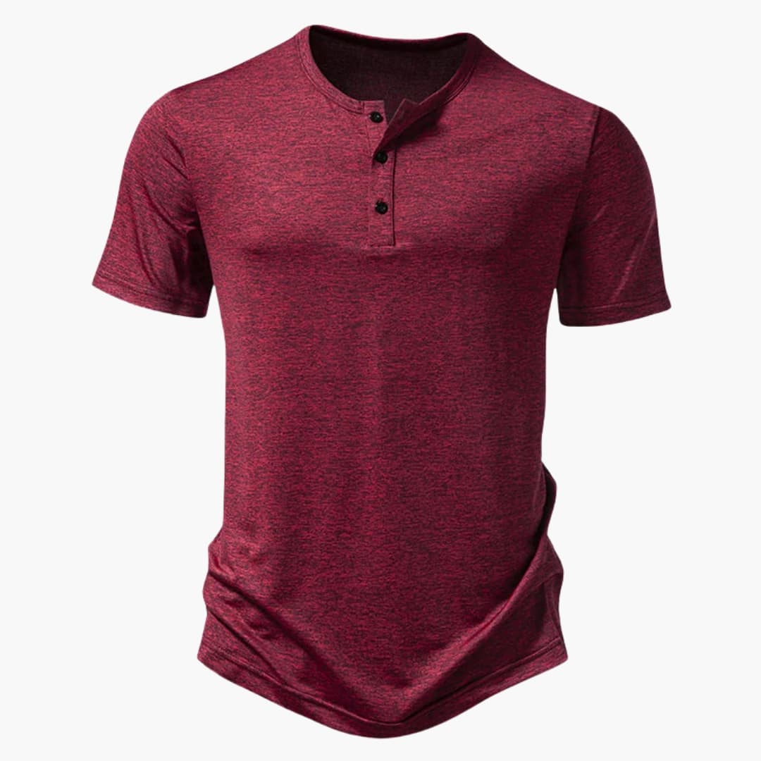 Men’s Cotton Henley Short Sleeve T-Shirt with Button Placket