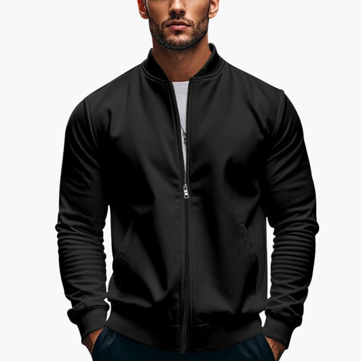 Men’s Elegant Bomber Jacket with Stand - Up Collar and Zipper
