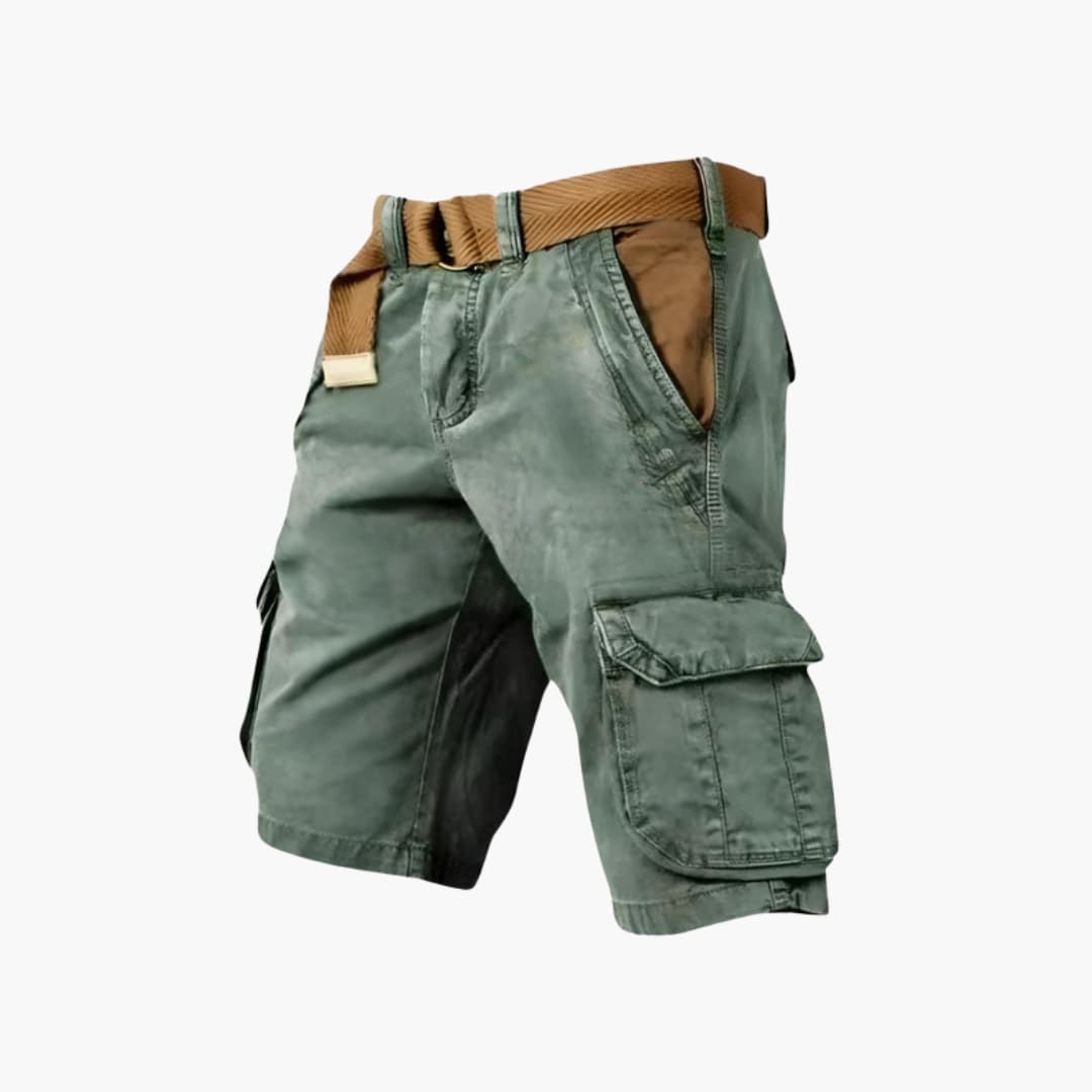 Men’s Knee-Length Cargo Shorts with Zipper and Flap Pockets