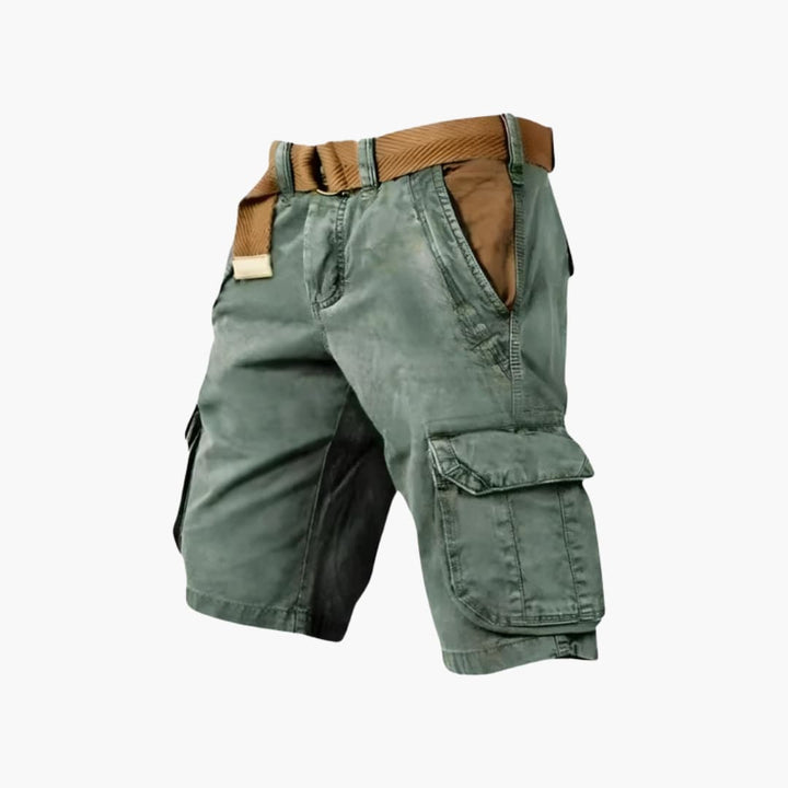 Men’s Knee-Length Cargo Shorts with Zipper and Flap Pockets