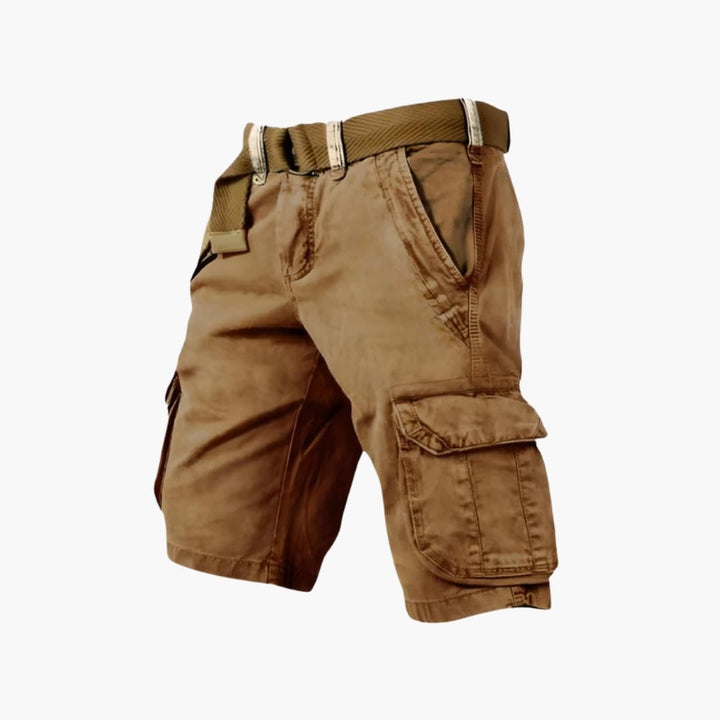Men’s Knee-Length Cargo Shorts with Zipper and Flap Pockets