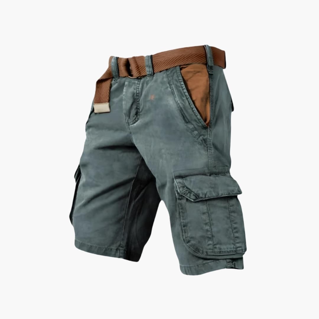 Men’s Knee-Length Cargo Shorts with Zipper and Flap Pockets