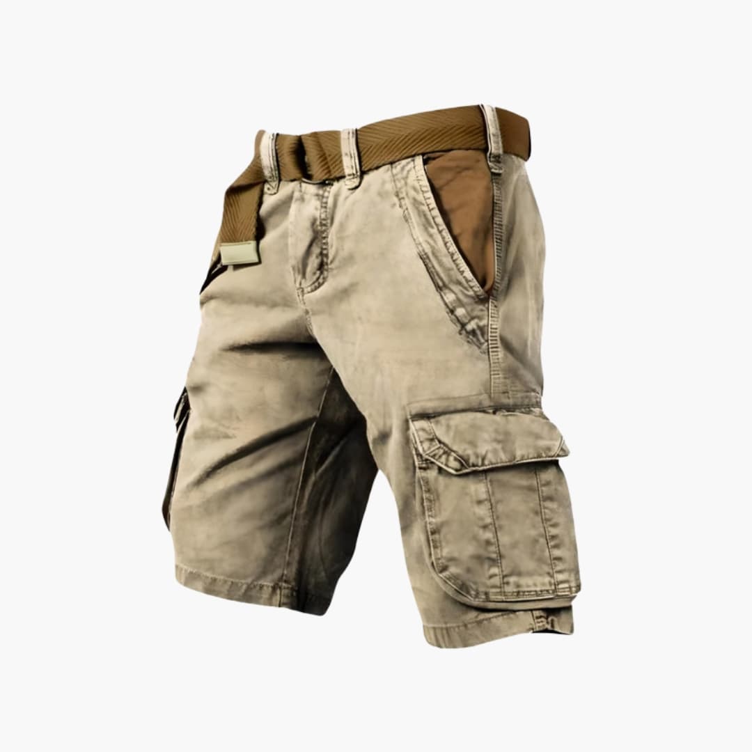 Men’s Knee-Length Cargo Shorts with Zipper and Flap Pockets