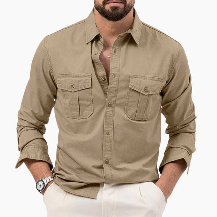 Men’s Long Sleeve Button-Down Shirt with Two Chest Pockets