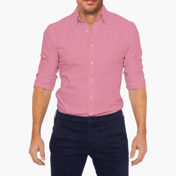 Men’s Long Sleeve Zip-Front Shirt with Collar