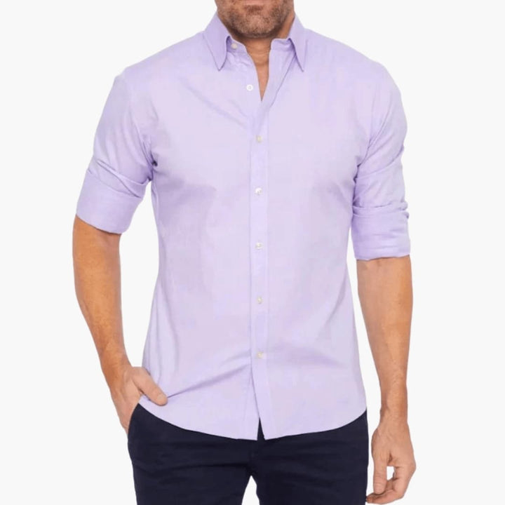 Men’s Long Sleeve Zip-Front Shirt with Collar