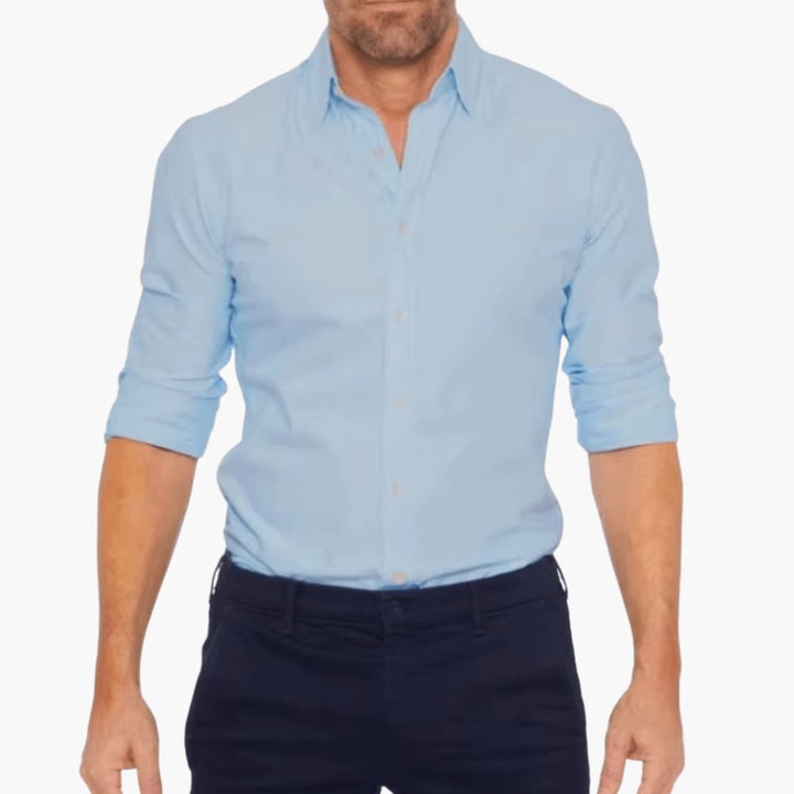 Men’s Long Sleeve Zip-Front Shirt with Collar