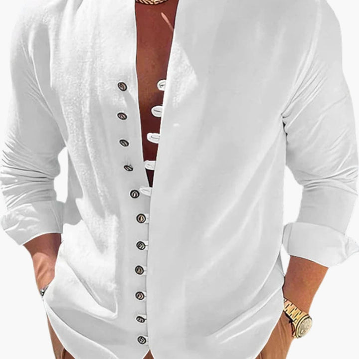 Men’s Plain Button-Down Shirt with Collar