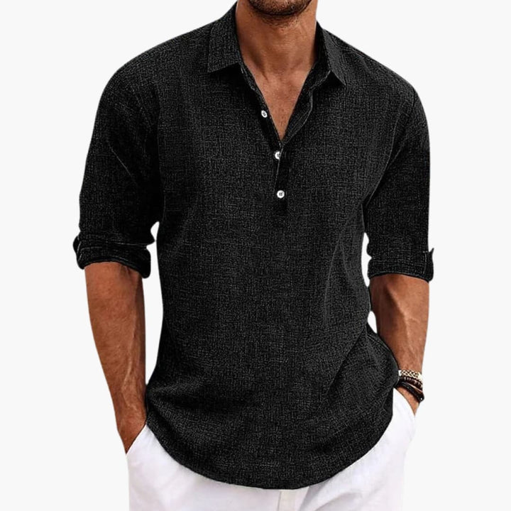 Men’s Regular Fit Button-Down Shirt with Collar – Long Sleeve Plain Woven Dress Shirt