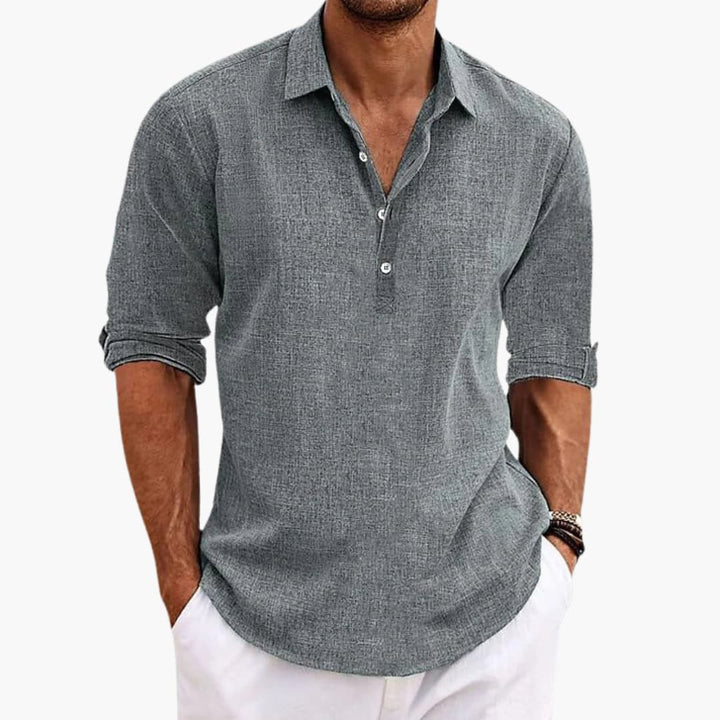 Men’s Regular Fit Button-Down Shirt with Collar – Long Sleeve Plain Woven Dress Shirt