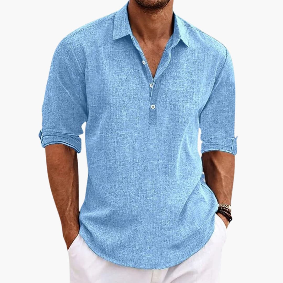 Men’s Regular Fit Button-Down Shirt with Collar – Long Sleeve Plain Woven Dress Shirt