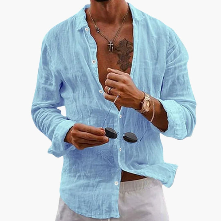 Men’s Regular Fit Long Sleeve Button-Down Shirt with Classic Collar