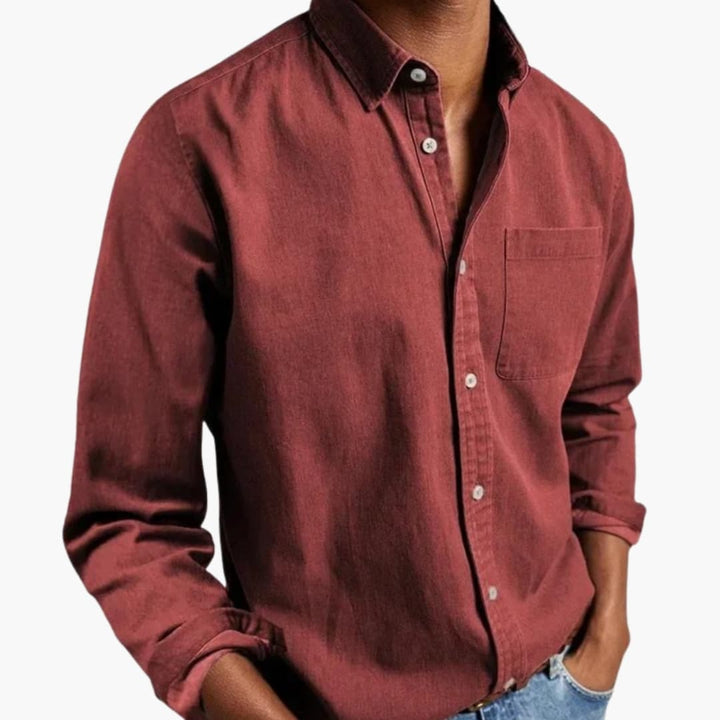 Men’s Relaxed Fit Long Sleeve Button-Down Shirt