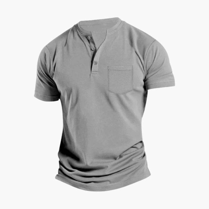 Men’s Short Sleeve Henley T-Shirt with Chest Pocket
