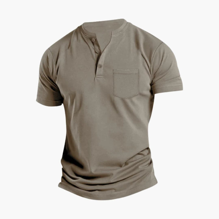 Men’s Short Sleeve Henley T-Shirt with Chest Pocket