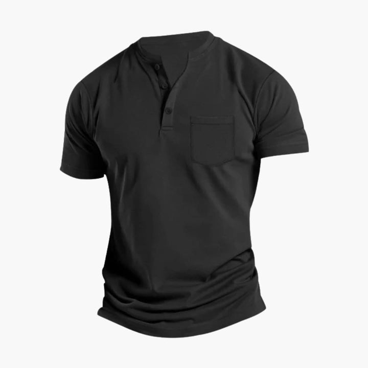Men’s Short Sleeve Henley T-Shirt with Chest Pocket