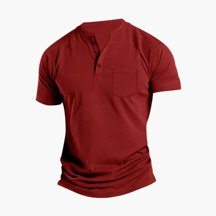 Men’s Short Sleeve Henley T-Shirt with Chest Pocket