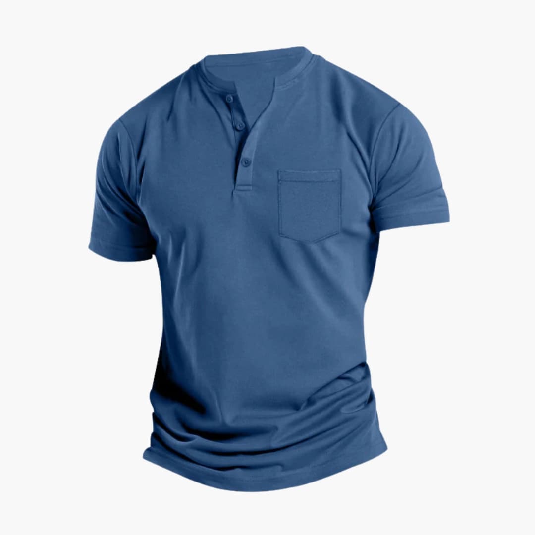 Men’s Short Sleeve Henley T-Shirt with Chest Pocket