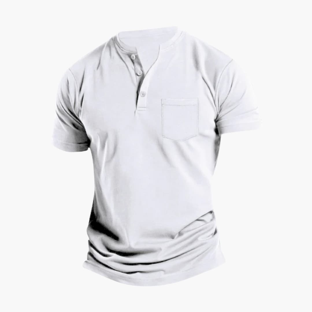 Men’s Short Sleeve Henley T-Shirt with Chest Pocket