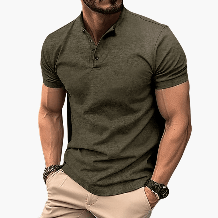Men’s Short Sleeve Polo Shirt with Button Collar
