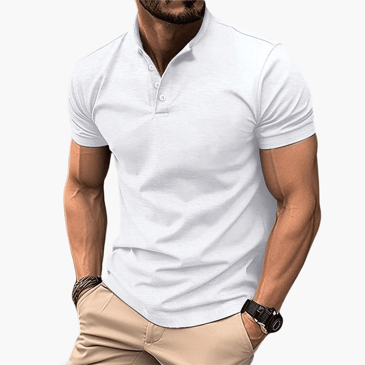 Men’s Short Sleeve Polo Shirt with Button Collar