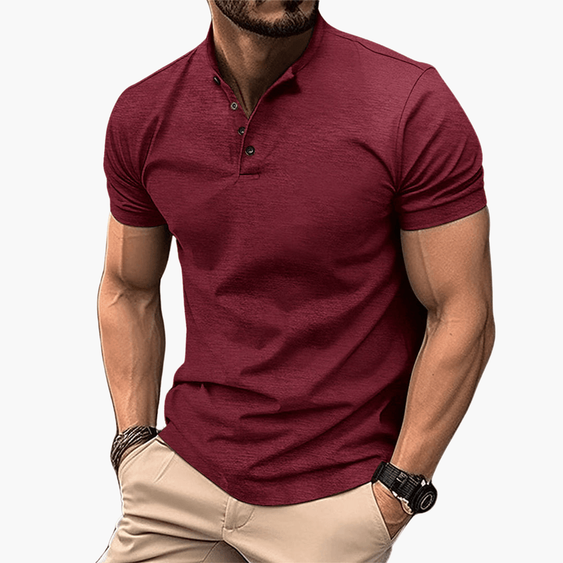 Men’s Short Sleeve Polo Shirt with Button Collar