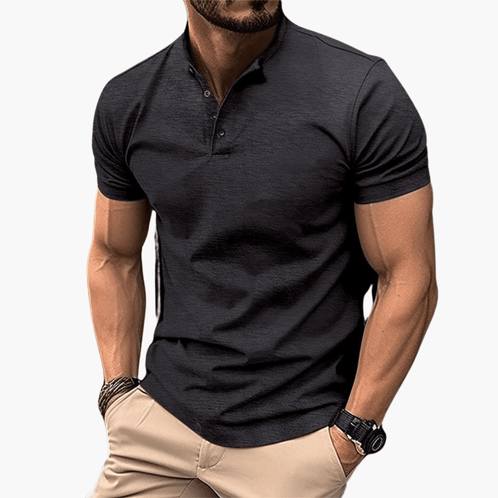 Men’s Short Sleeve Polo Shirt with Button Collar