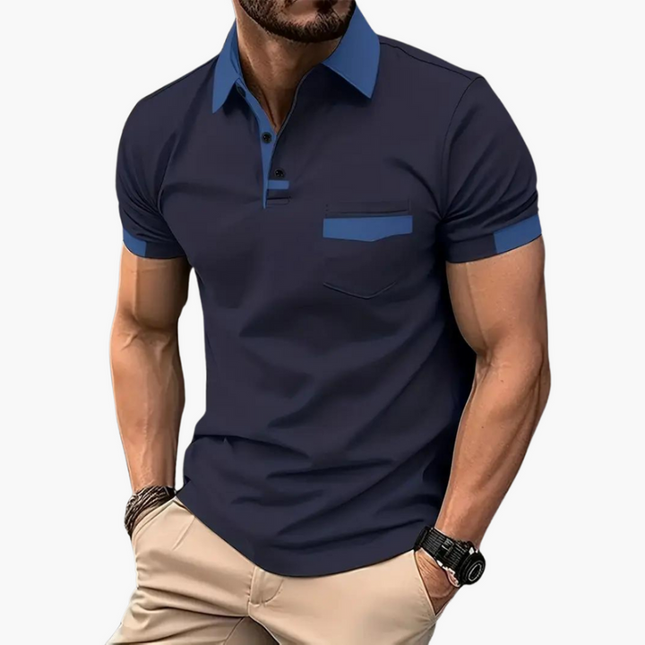 Men’s Short Sleeve Polo Shirt with Classic Collar – Plain One-Piece Top