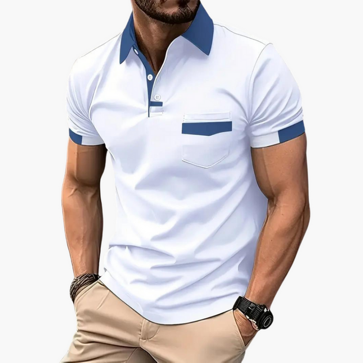 Men’s Short Sleeve Polo Shirt with Classic Collar – Plain One-Piece Top